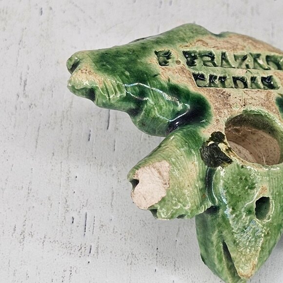 Vintage F Frazao Caldas Frog Miniature Figurine Majolica Pottery *Chipped* - Picture 7 of 8